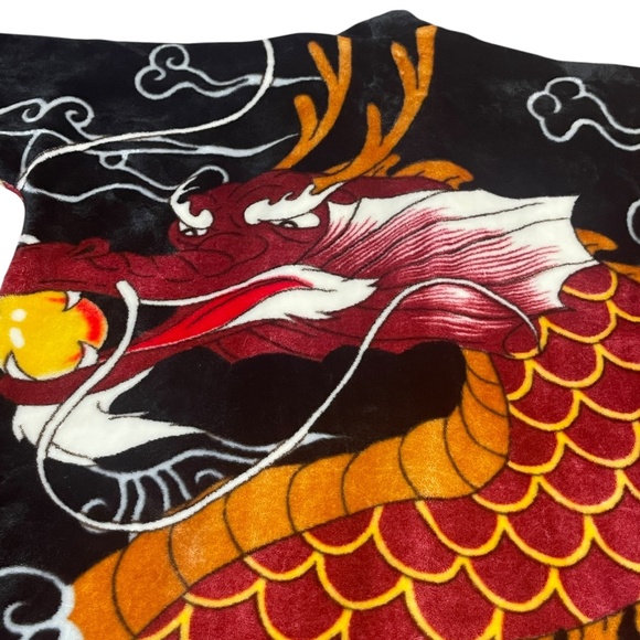 Vintage Men's Japanese Robe Dragons Smoking Robe Hollywood Thick Plush Heavy - Picture 3 of 12